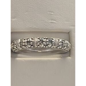 925 Sterling Silver And Marcasites Eternity Band Ring Size 8 Thailand